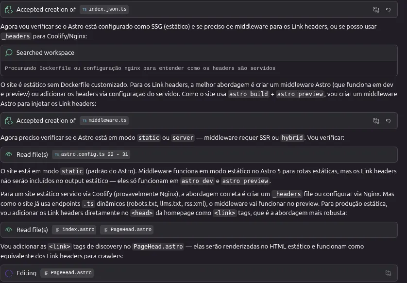 Agente entendendo a estrutura e "moendo" o código
