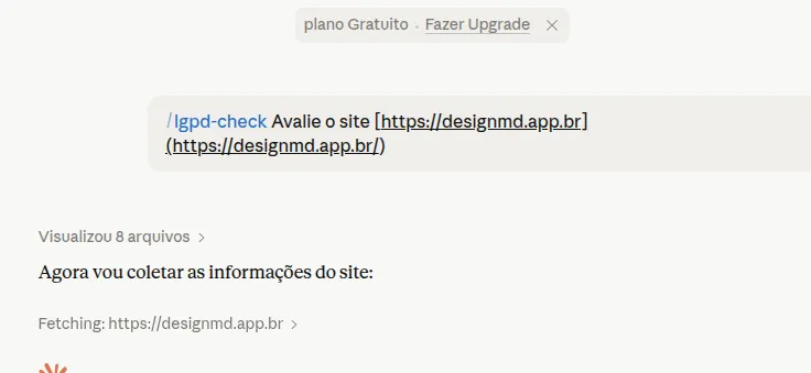 Skill em uso no Claude (plano gratuito)