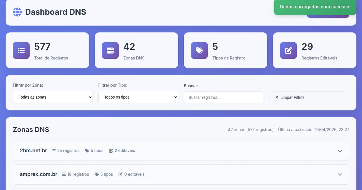 DNS Dashboard — Gestor de Registros DNS Dreamhost
