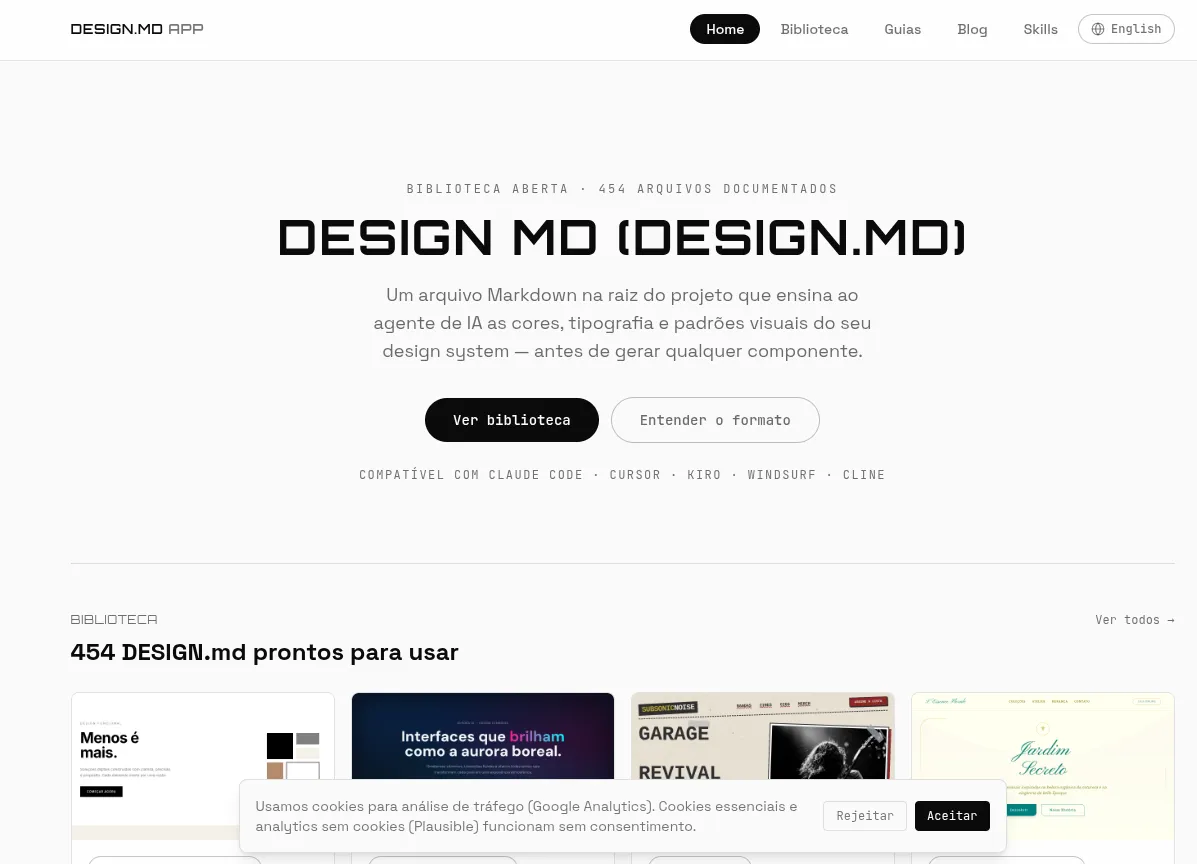 Site designmd.app.br após ajustes de conformidade
